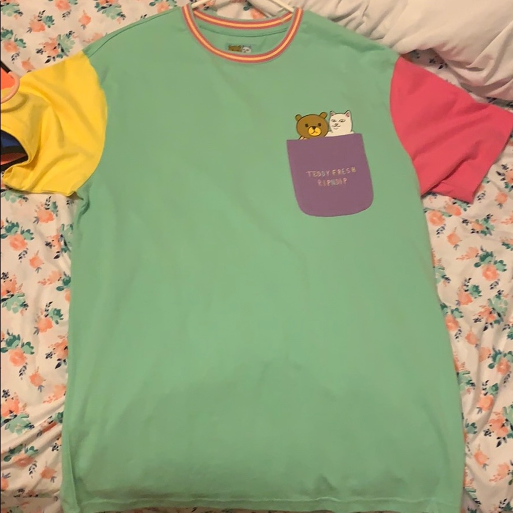 New teddy fresh color block T-shirt